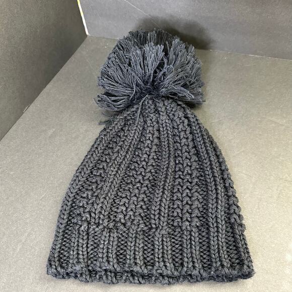 Prana Pammy 2 Beanie Knit Hat Pom Pom Black - Picture 3 of 6